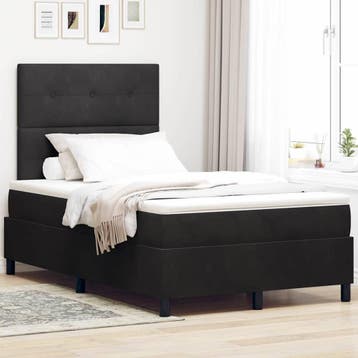 vidaXL LED Box Spring Bed met hoofdeinde Zwart 120 x 200 cm, Verzenden