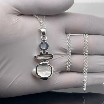 Zilver - Hanger - maansteen-parel