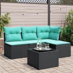 vidaXL 5-delige Loungeset met kussens poly rattan zwart, Verzenden, Loungeset