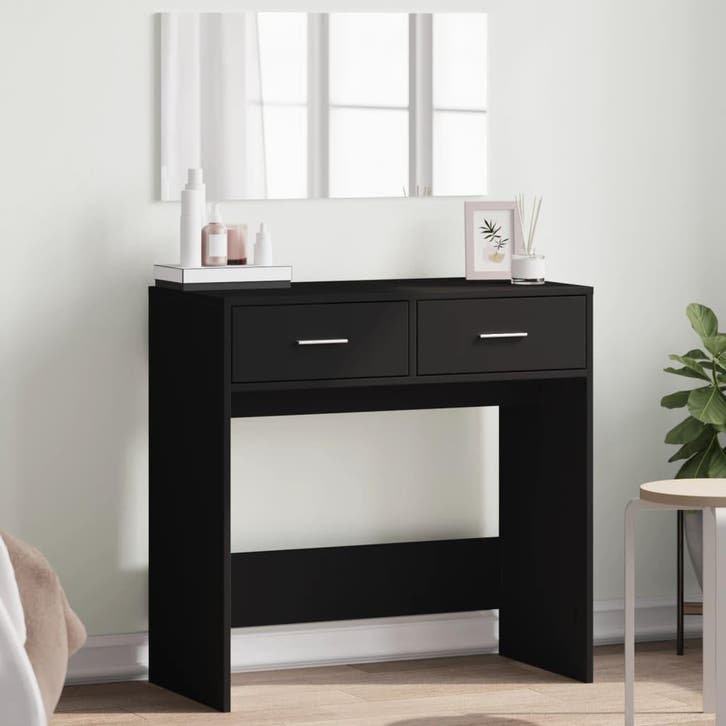 vidaXL Kaptafel met spiegel 80x39x80 cm zwart, Huis en Inrichting, Tafels | Kaptafels, Nieuw, Verzenden