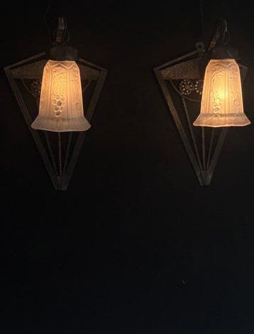 P.Maynadier - Wandkandelaar (2) - Art Deco wandlamp met twee