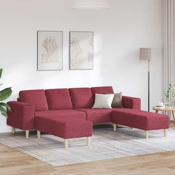 vidaXL Woonkamerbank / zetel 3 st Wijnrood Polyester, Verzenden, Nieuw