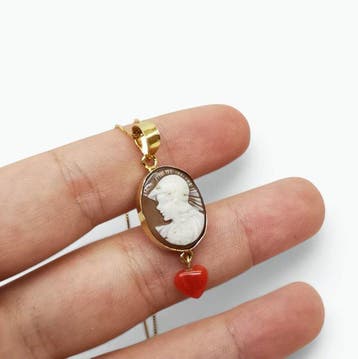 Koraal - Argento 925 - Cameo - Handgegraveerde camee
