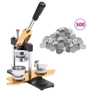 vidaXL Buttonmachine draaipunch met 500 st buttononderdelen, Verzenden