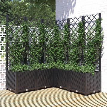 vidaXL Plantenbak met latwerk 120x120x136 cm polypropeen, Verzenden, Nieuw
