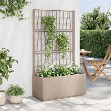 vidaXL Plantenbak met latwerk 80x36x140 cm polypropeen, Verzenden, Nieuw