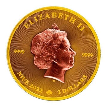 Niue. 2 Dollars 2022 1oz Niue Shamrock Rose Gold and Gold