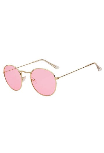 KIMU® Ronde Bril Round Metal Goud Montuur Rond Roze Glazen R, Ophalen of Verzenden