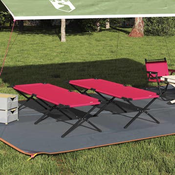 vidaXL Opvouwbaar Campingbed 2 pcs Rood 210 x 80 x 46 cm, Verzenden