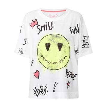 Frogbox • wit t-shirt met smiley • S, Verzenden