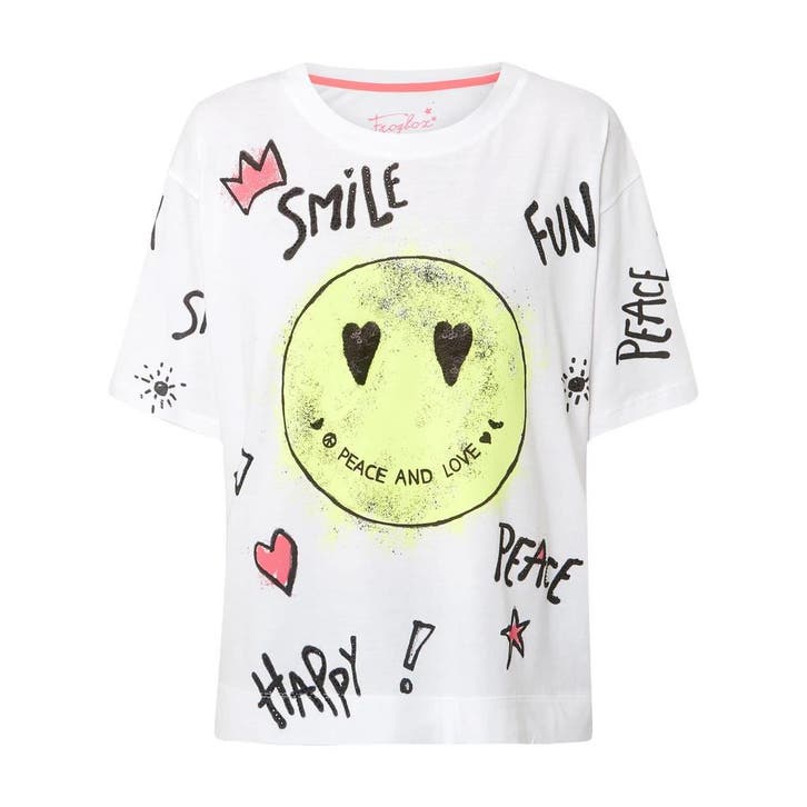 Frogbox • wit t-shirt met smiley • S, Vêtements | Femmes, Blouses & Tuniques, Envoi