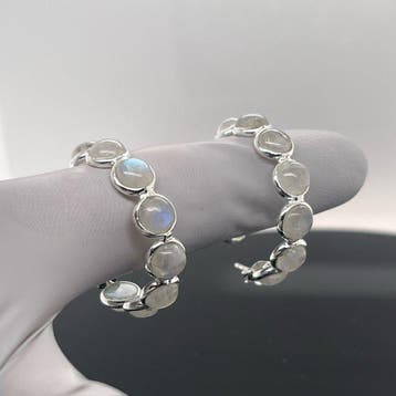 Argent - Boucles doreilles - Pierre de lune naturelle