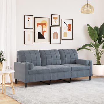 vidaXL Driezitsbank / zetel met sierkussens 180 cm fluweel, Verzenden