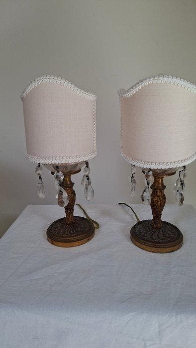 Lampe de table (2) - Bronze doré - Paire dabat-jour, Antiek en Kunst, Curiosa en Brocante