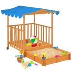 vidaXL Kinderspeelhuis met zandbak UV50 vurenhout blauw, Verzenden