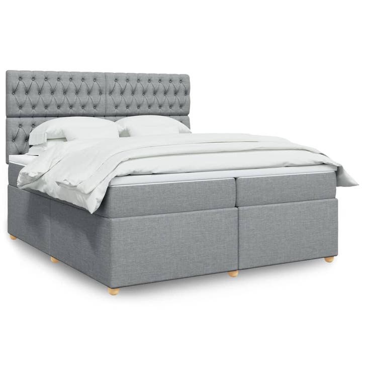 vidaXL Boxspring met matras stof lichtgrijs 200x200 cm, Huis en Inrichting, Slaapkamer | Bedden, Nieuw, Verzenden