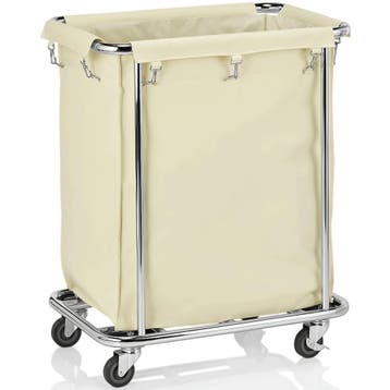 Linnenwagen | RVS/Nylon | Incl. Waszak | Wielen (Geremd) |, Verzenden