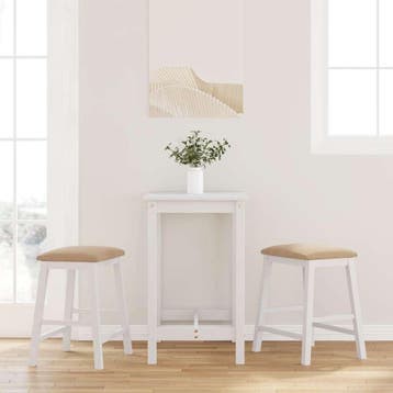 vidaXL Barstoelen met kussens 2 st massief hout rubber wit, Verzenden, Nieuw