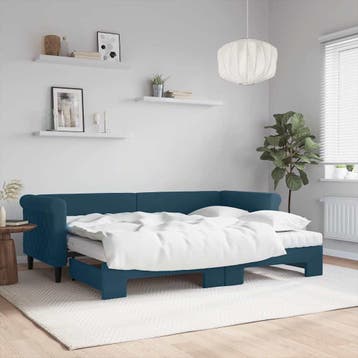 vidaXL Slaapbank onderschuifbed en matrassen 80x200 cm, Verzenden