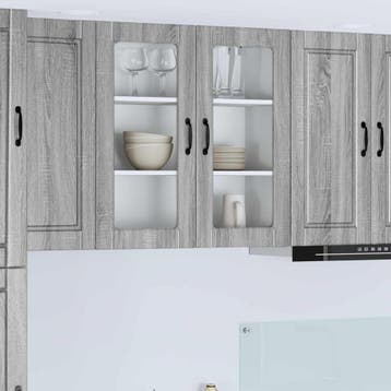 vidaXL Wandglas Kasten PORTO Grijs Sonoma 80 x 31 x 80 cm, Verzenden