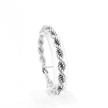 Zilveren gedraaide schakelarmband, Ophalen of Verzenden, Gebruikt, Zilver, Zilver