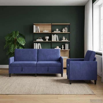 vidaXL Sofa Set Met Opslag 2 st Politieblauw Polyester, Huis en Inrichting, Verzenden, Nieuw