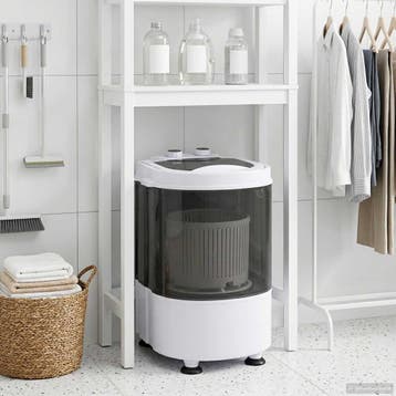 vidaXL Mini wasmachine met één tub 2,6 kg Zwart en Wit, Verzenden