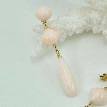 Koraal - Zilver, Verguld - Oorbellen - Roze koraal, Verzamelen, Nieuw