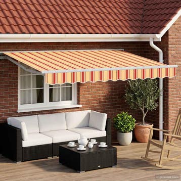 vidaXL Handbediende luifel met LEDs Geel en Oranje 2,5 x 2, Verzenden