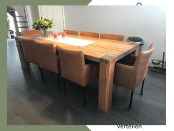 8 bruine leren kuip eetkamerstoelen met wieltjes, Ophalen of Verzenden, Nieuw, Eén