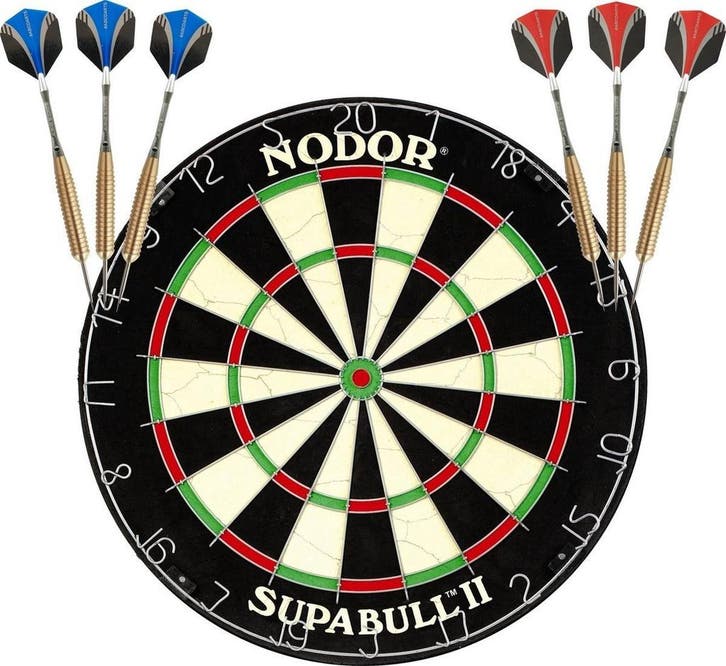 Nodor Supabull  Dartbord Met 2 Sets Gold Brass Darts, Sport en Fitness, Darts, Dartbord, Nieuw, Ophalen of Verzenden