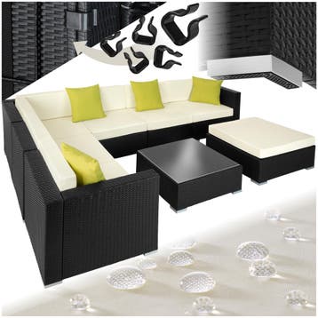 Wicker loungeset met aluminium frame Marbella - zwart, Tuin en Terras, Verzenden, Nieuw