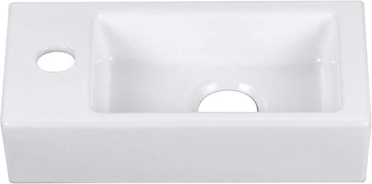 Wastafel - Keramiek - Hangend - 37x18,5 cm - Wit - HOROW, Bricolage & Construction, Sanitaire, Envoi