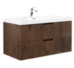 Badkamermeubel Set Thermis 100cm Walnoot Bruin Badmeubel, Huis en Inrichting, Badkamer | Badkamermeubels, Verzenden, Nieuw