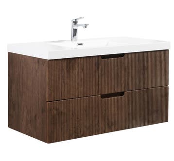 Badkamermeubel Set Thermis 100cm Walnoot Bruin Badmeubel, Huis en Inrichting, Badkamer | Badkamermeubels, Verzenden, Nieuw