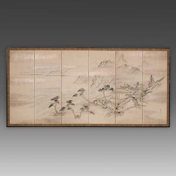 Vouwscherm met Nanga-landschap - Papier, gelakt hout,