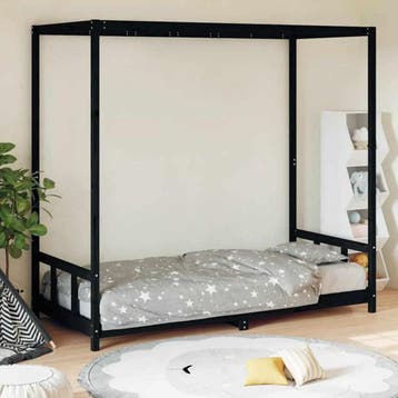 vidaXL Kinderbedframe 90x200 cm massief grenenhout zwart, Enfants & Bébés, Verzenden