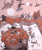 Verbeelding van een Nederlands fort op spotprent (Lithos), Antiek en Kunst, Verzenden