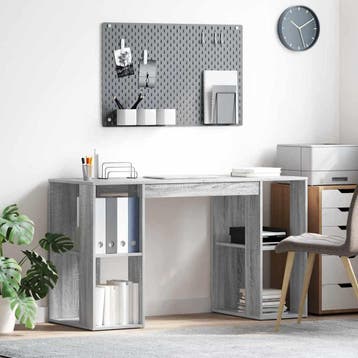 vidaXL Bureau Grijs Sonoma Bewerkt hout 130 x 50,5 x 75 cm, Verzenden