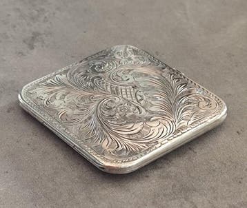 Doos - .800 zilver - poederdoos, Antiek en Kunst
