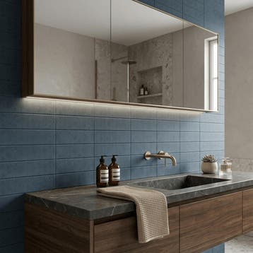 Wandtegel Handvorm Decor Boch Magnes Blauw Mat 7,5x30, Ophalen of Verzenden, Wandtegels