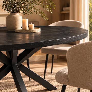 Eettafel Torino – Ovaal Massief Mangohout Zwart – 200 cm, Huis en Inrichting, Verzenden, Eikenhout, Nieuw, 50 tot 100 cm