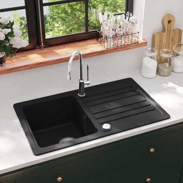 vidaXL Gootsteen graniet enkele spoelbak met afvoer, Huis en Inrichting, Verzenden, Nieuw