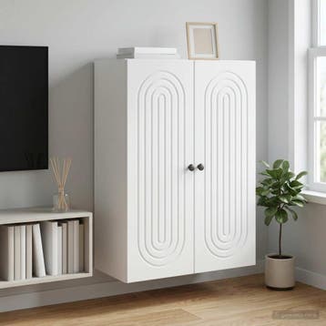 vidaXL Wandkast Wit 66 x 34,5 x 90 cm Bewerkt hout, Huis en Inrichting, Verzenden, Nieuw