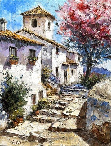 A. Neto (XX) - Scorcio di borgo antico