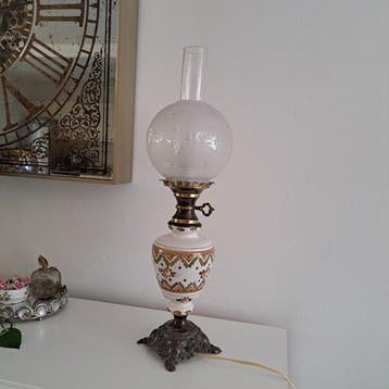 Staande lamp - Gegoten messing, Beenderporselein - Vintage