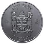 Fiji. 2022 5 oz $5 Fiji Cats Silver Antique Finish Coin (In