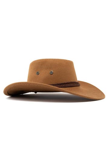 KIMU® Cowboyhoed Bruin Suedelook Lichtgewicht Bruine PU Sued, Ophalen of Verzenden, Nieuw