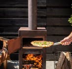 Kachel - Cortenstaal, Steen - Pizza oven -terras kachel