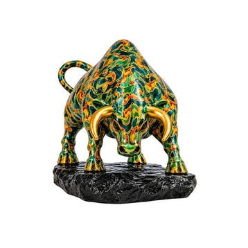 Beeldje - Colorful Bull Figurine Modern Art Sculpture - Hars